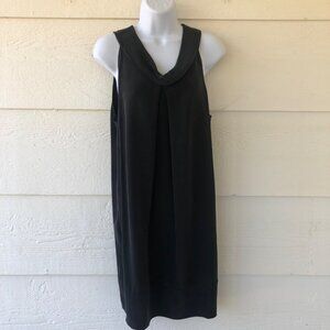 Adrienne Vittadini 100% Silk Size 14 Black Fully Lined Sleeveless Halter Dress